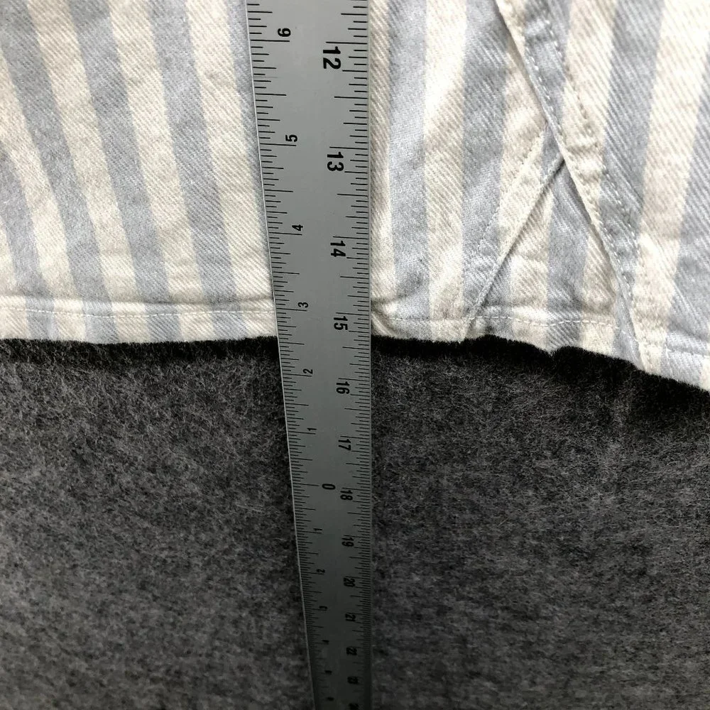 Madewell Denim Mini Skirt Sz 26‎ Pompano Stripe Blue White A Line Stretch Button - Picture 6 of 10